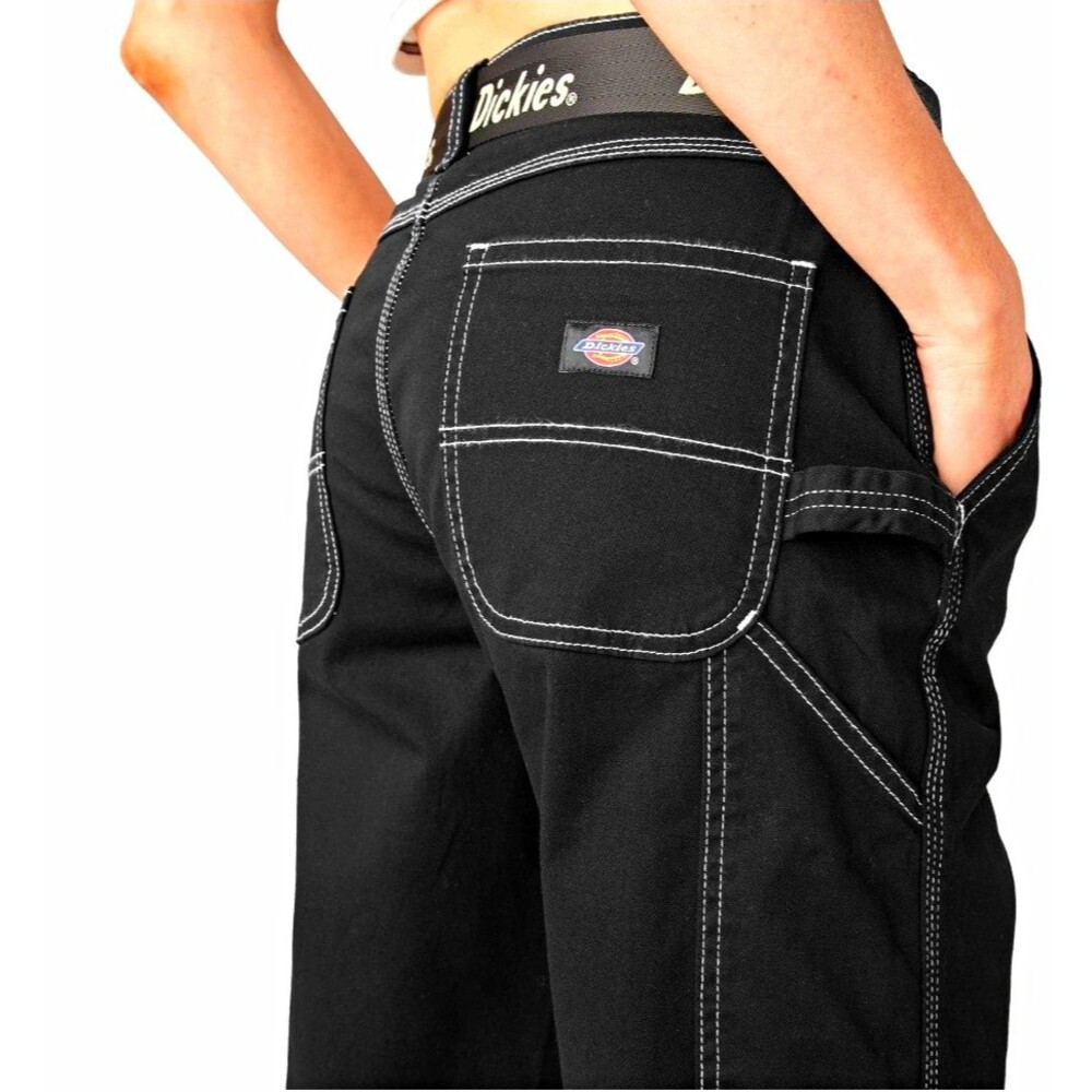 NWT Dickies Womens Black Carpenter Pants Size 28 Straight Leg Twill Logo Pockets